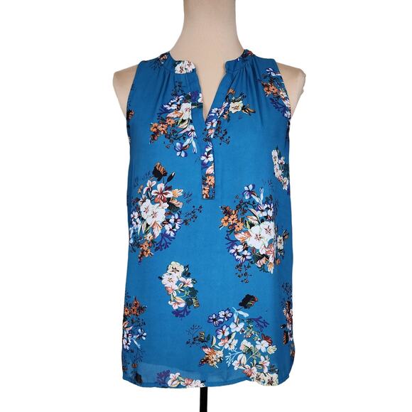 Alice Blue Floral Medium Tank Top Blouse - Picture 1 of 5